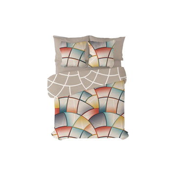 Pierre Cardin Lucas Bettdeckenbezug mit geometrischem Design und 144 Fäden in Braun.
