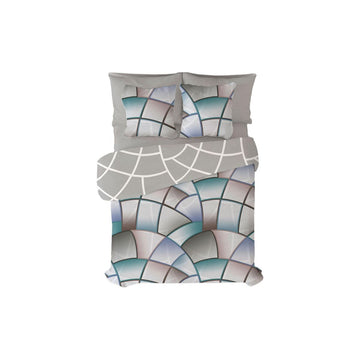 Grauer Pierre Cardin Bettbezug mit geometrischem Muster, 240x230 cm, 144 Fäden.