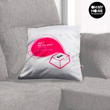 Weiches Kissen mit 'Quit?' und Escape-Taste Design. Gemütliches Deko-Kissen.