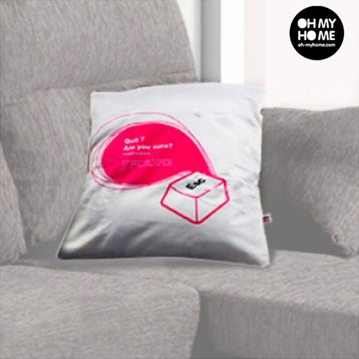 Weiches Kissen mit 'Quit?' und Escape-Taste Design. Gemütliches Deko-Kissen.
