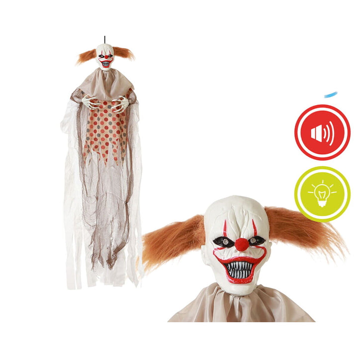 Gruseliger Halloween-Clown Deko mit Maske und Polka-Dot-Muster für Halloween Dekoration.