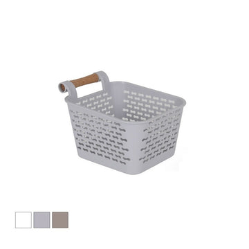 Grauer Confortime Mehrzweckkorb mit Holzgriff für Home Storage - homely Family Shop