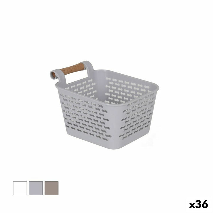 Grauer Confortime Mehrzweckkorb mit Holzgriff für Home Storage - homely Family Shop