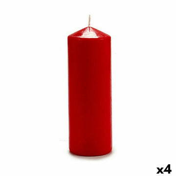 Rote zylindrische Kerze mit konischer Spitze. Stimmungsvolle Kerze Acorde.