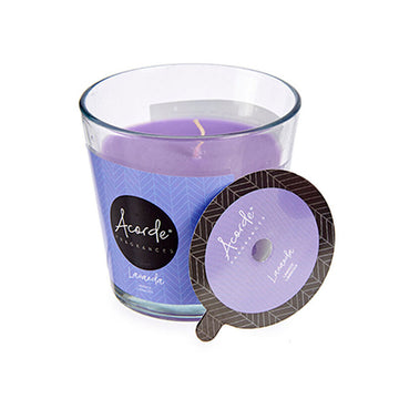 Lila Duftkerze Lavendel von Acorde in Glas mit Markenetikett.