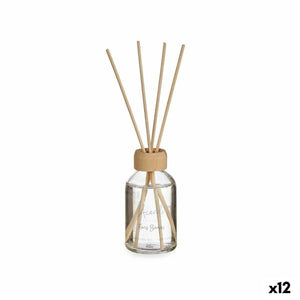 Acorde Duftstäbe Weiße Blüten in Glasflasche mit Holzaufsatz und helle Duftstäbchen.