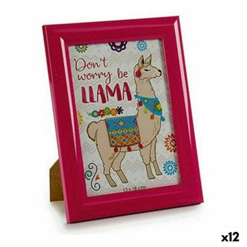 Pinker Fotorahmen mit Lama-Cartoon. Tolle Deko und sichere Aufbewahrung für Fotos.