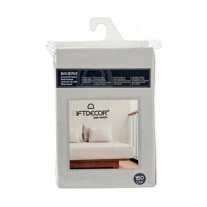 Graues 150 cm Spannbettlaken von Giftdecor, extra weich und farbecht.