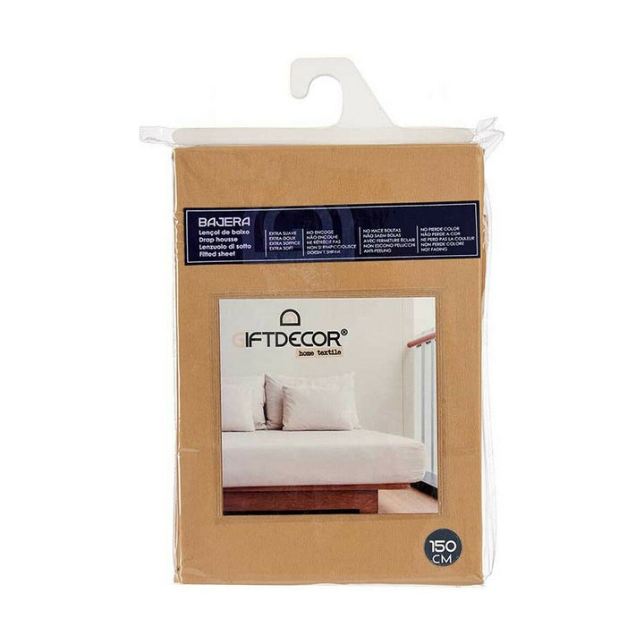 Beige Bettlaken 150 cm. Weiche Textur, kein Pilling.