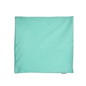 Türkiser Kissenbezug, quadratisch und glatt. Schöne Farbe und tolles Design.