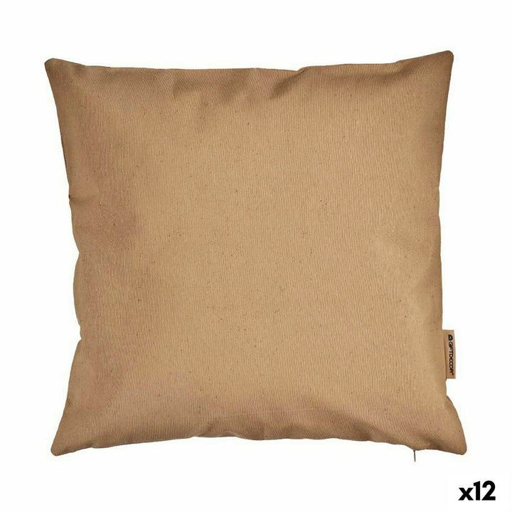 Beiger Kissenbezug, quadratisch, schlichtes Design. Ideal für Wohnzimmer und Schlafzimmer.