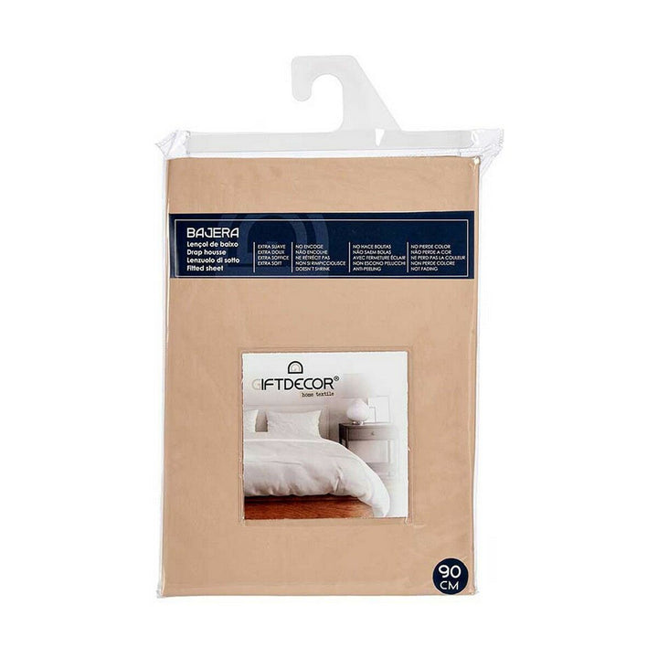 Beige Bettlaken 90 cm in Verpackung. Extra weich, farbecht und läuft nicht ein.