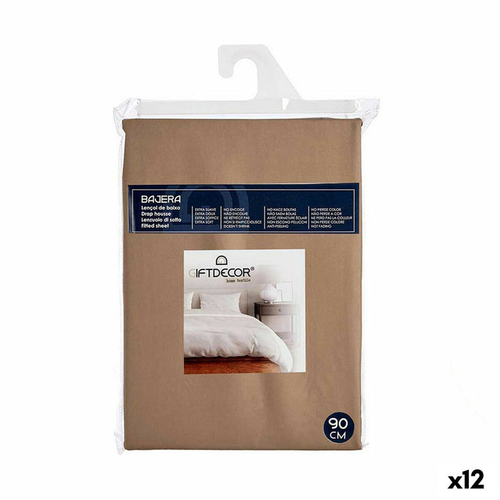 Braunes 90 cm Spannbettlaken im Paket. Extra weiches Bettlaken mit Anti-Peeling.