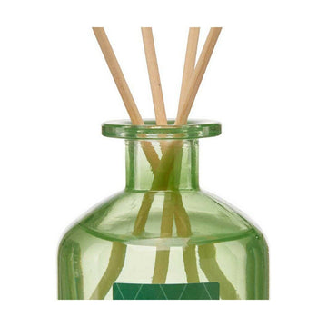 Grüne Lotusblume Duftstäbe in Glasflasche. Raumduft mit Holzstäbchen.