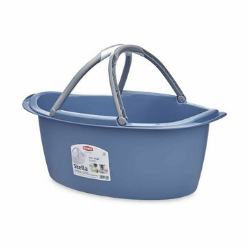 Blauer Kunststoff Mehrzweckkorb von Stefanplast mit grauem Griff - homely Family Shop