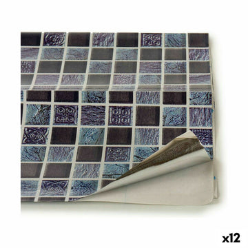 Haftpapier Firkanter mit blau-grauem Mosaikmuster. Selbstklebende Quadrate für einfache Dekoration.
