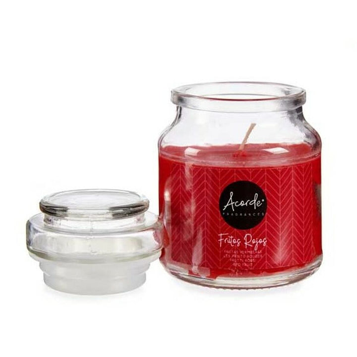 Rote Früchte Duftkerze von Acorde in Glas mit Deckel. Kerze mit rotem Wachs.