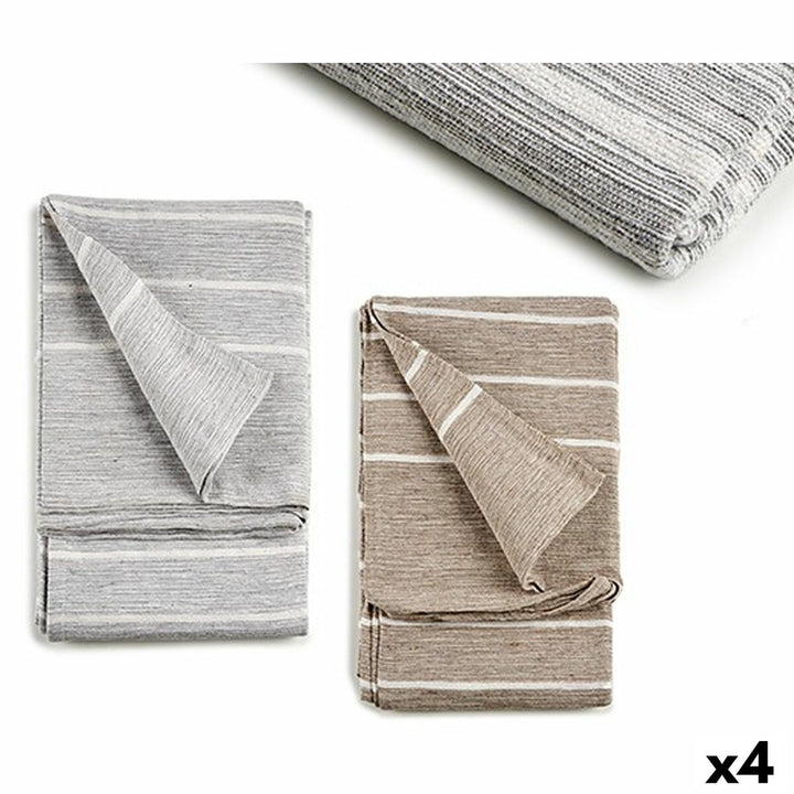 Mehrzweck-Überwürfe im Streifen-Design, 4er-Set. Neutrale Farben, weiche Textur.