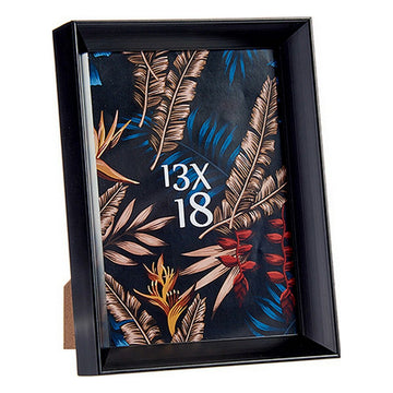 Schwarzer Kunststoff Fotorahmen mit Glas, modernes Design. Bilderrahmen.