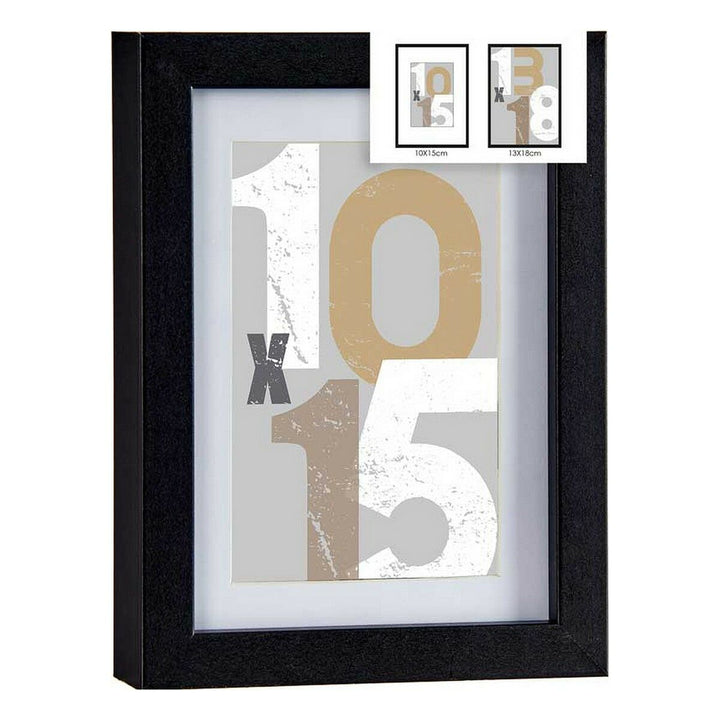 Schwarzer Fotorahmen aus Holz MDF mit Glas, 16x21x2,5 cm. Elegantes Design.