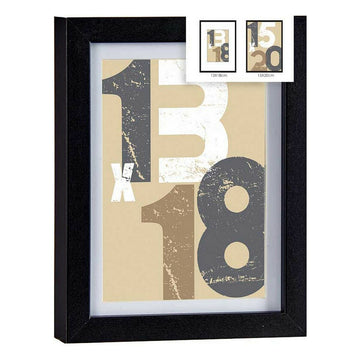 Schwarzer 18 x 23 cm Fotorahmen aus Holz und MDF mit Glas für stilvolle Präsentation.