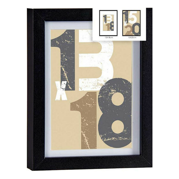 Schwarzer 18 x 23 cm Fotorahmen aus Holz und MDF mit Glas für stilvolle Präsentation.