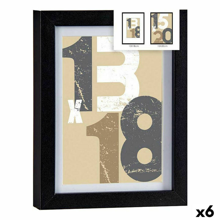 Schwarzer 18 x 23 cm Fotorahmen aus Holz und MDF mit Glasabdeckung im 6er-Pack.