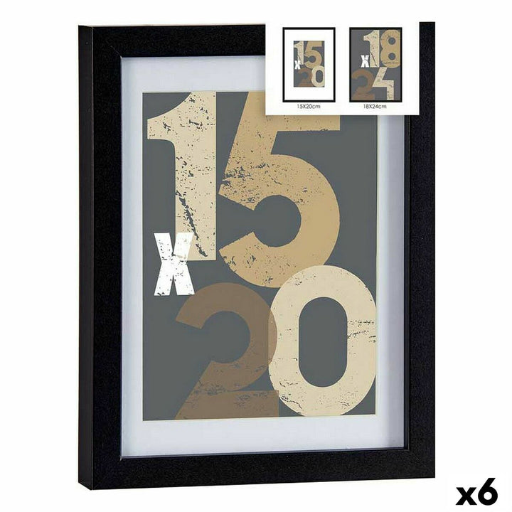 Schwarzer Fotorahmen aus Holz mit Glas, 20,5 x 2,5 x 26,5 cm, modernes Design.