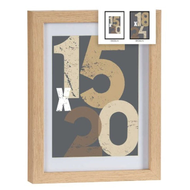 Natürlicher Holz Bilderrahmen mit Glas. Wanddeko Rahmen aus MDF, 20,5 x 26,5 cm.