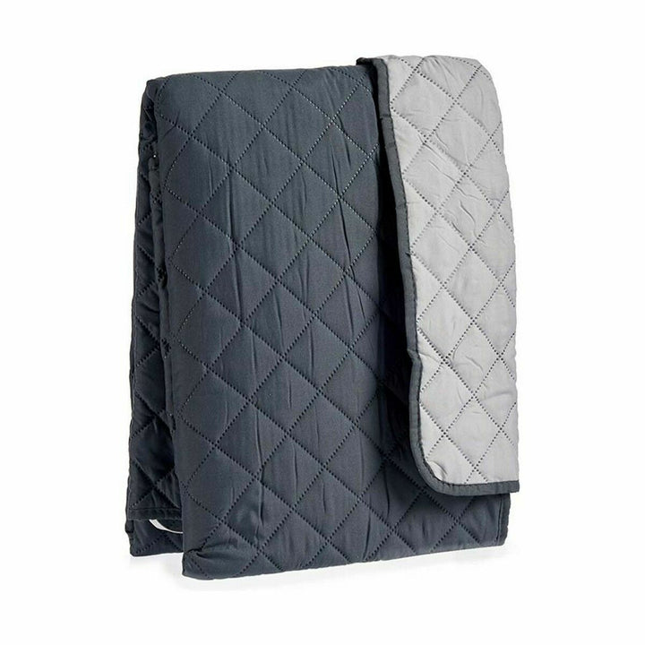 Grau-dunkelgraue Sofabezug Polsterung mit gestepptem Muster. Wendbare Couchdecke.