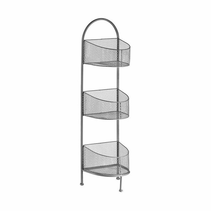 Silberfarbenes Metallregal mit drei Körben zur Aufbewahrung - homely Family Shop