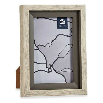 Kristall Fotorahmen in Beige und Grau. Kunststoff Bilderrahmen, 13,5 x 18,8 cm.