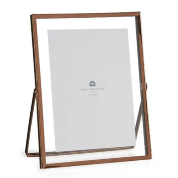 Kupferfarbener Fotorahmen aus Metall und Glas. Elegantes Design für Ihre Fotos.
