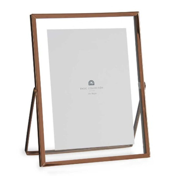Kupferfarbener Fotorahmen aus Metall und Glas. Elegantes Design für Ihre Fotos.