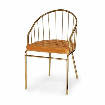 Goldener Stuhl mit senffarbenem Kissen und Stangen - homely Family Shop