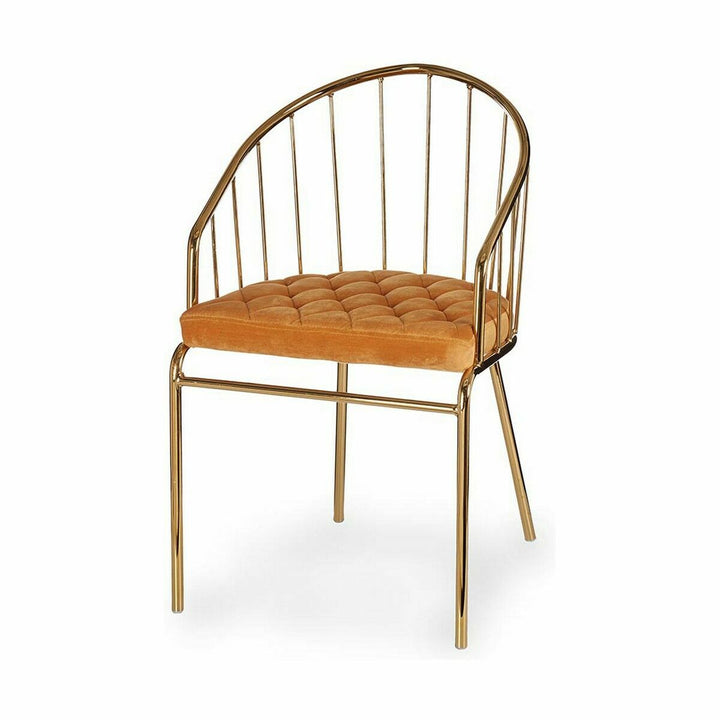 Goldener Stuhl mit senffarbenem Kissen und Stangen - homely Family Shop