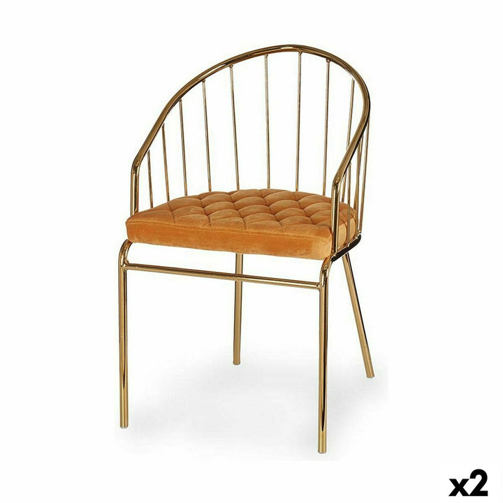 Goldener Stuhl mit senffarbenem Kissen, modernes Design - homely Family Shop