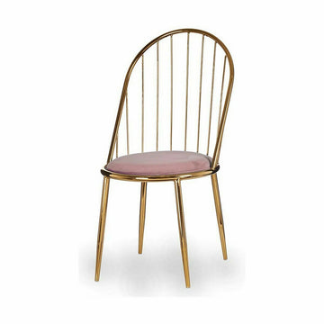 Goldener Stuhl mit rosa Sitzpolster - Moderner Akzent fürs Zuhause - homely Family Shop