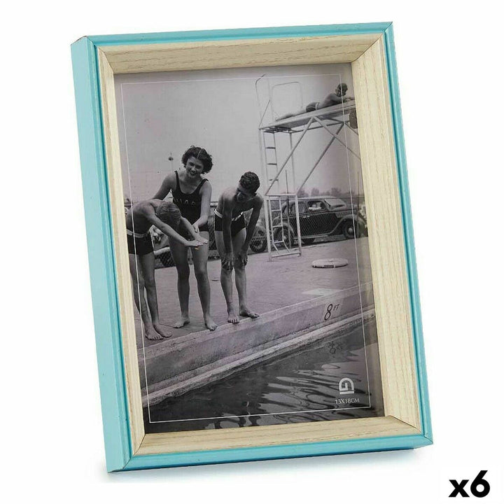 Blau-weißer Fotorahmen aus Holz und MDF, 20x15 cm. Kristall Rahmen.