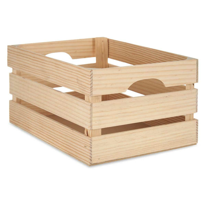 Dekorative Kiefernholz Box mit Grifföffnungen, ideal zur Aufbewahrung.