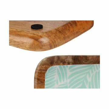 Tischdekoration mit Pflanzenblatt Design und Holzrand. Ideal als Deko Element.