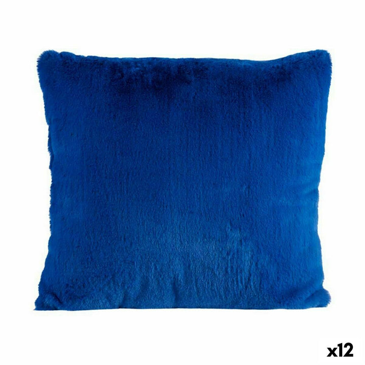 Blaues Kissen mit Fellstruktur, 40x40 cm. Flauschiges Deko-Kissen.
