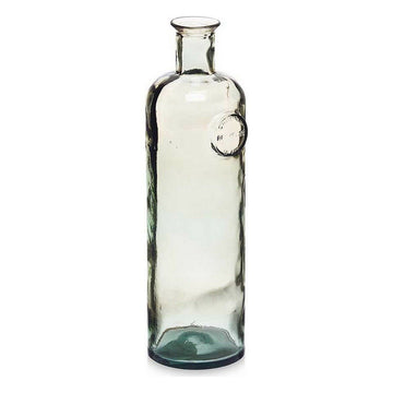 Champagnerfarbene Flasche Deko mit Stempel, 14x44x13cm. Schöne Glasflasche als Dekoration.