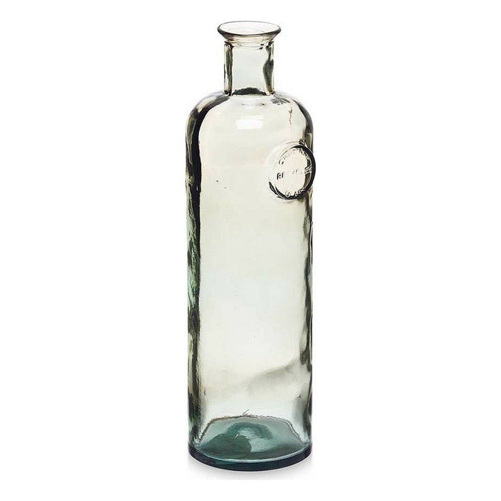 Champagnerfarbene Flasche Deko mit Stempel, 14x44x13cm. Schöne Glasflasche als Dekoration.
