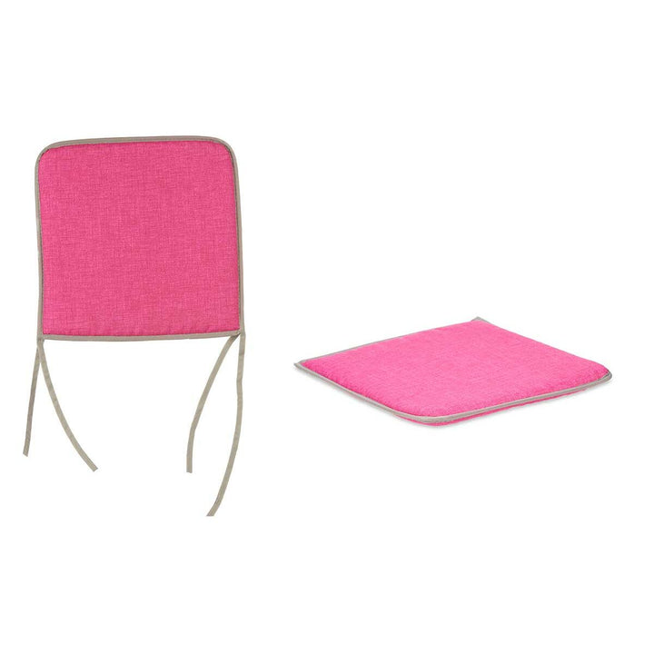 Quadratische Stuhl-Kissen in Pink mit grauer Bordüre. Bequeme Sitzpolster für Stühle.