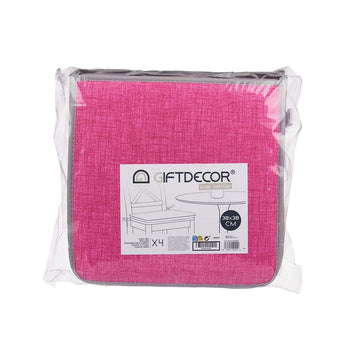 Rosa Stuhl-Kissen im 4er-Pack. Quadratisch, 38x38 cm. Bequeme Sitzkissen.