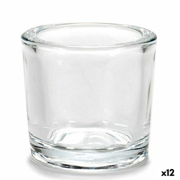 Durchsichtige Kerzenschale aus Glas, 6,5 cm. Schlichtes Design für stimmungsvolle Beleuchtung.
