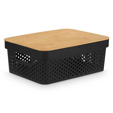 Kinvara Mehrzweckbox mit Bambusdeckel in Schwarz Braun - homely Family Shop