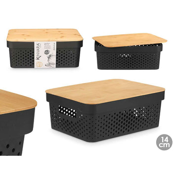 Kinvara Mehrzweckboxen mit Bambusdeckel, braun und schwarz - homely Family Shop