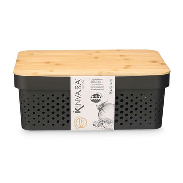 Kinvara Mehrzweckbox mit Bambusdeckel, braun und schwarz - homely Family Shop